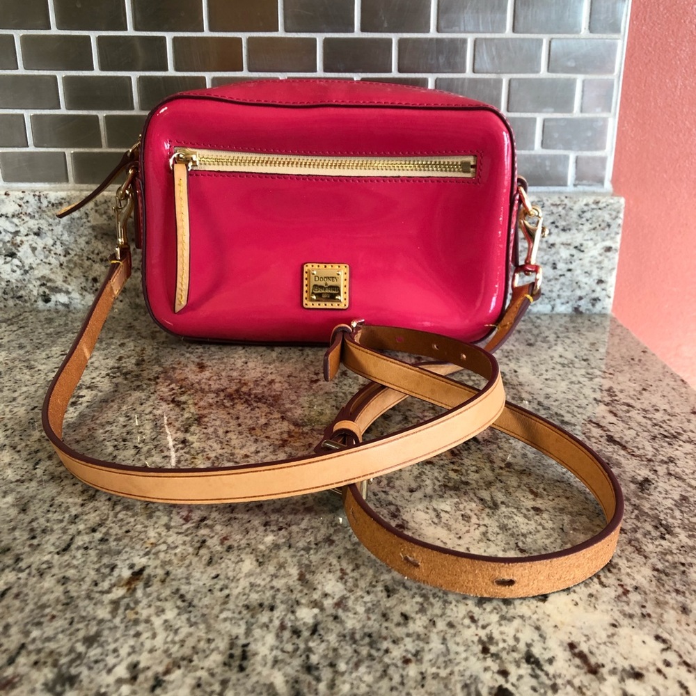 Dooney & Bourke Pink Patent Camera Zip Crossbody